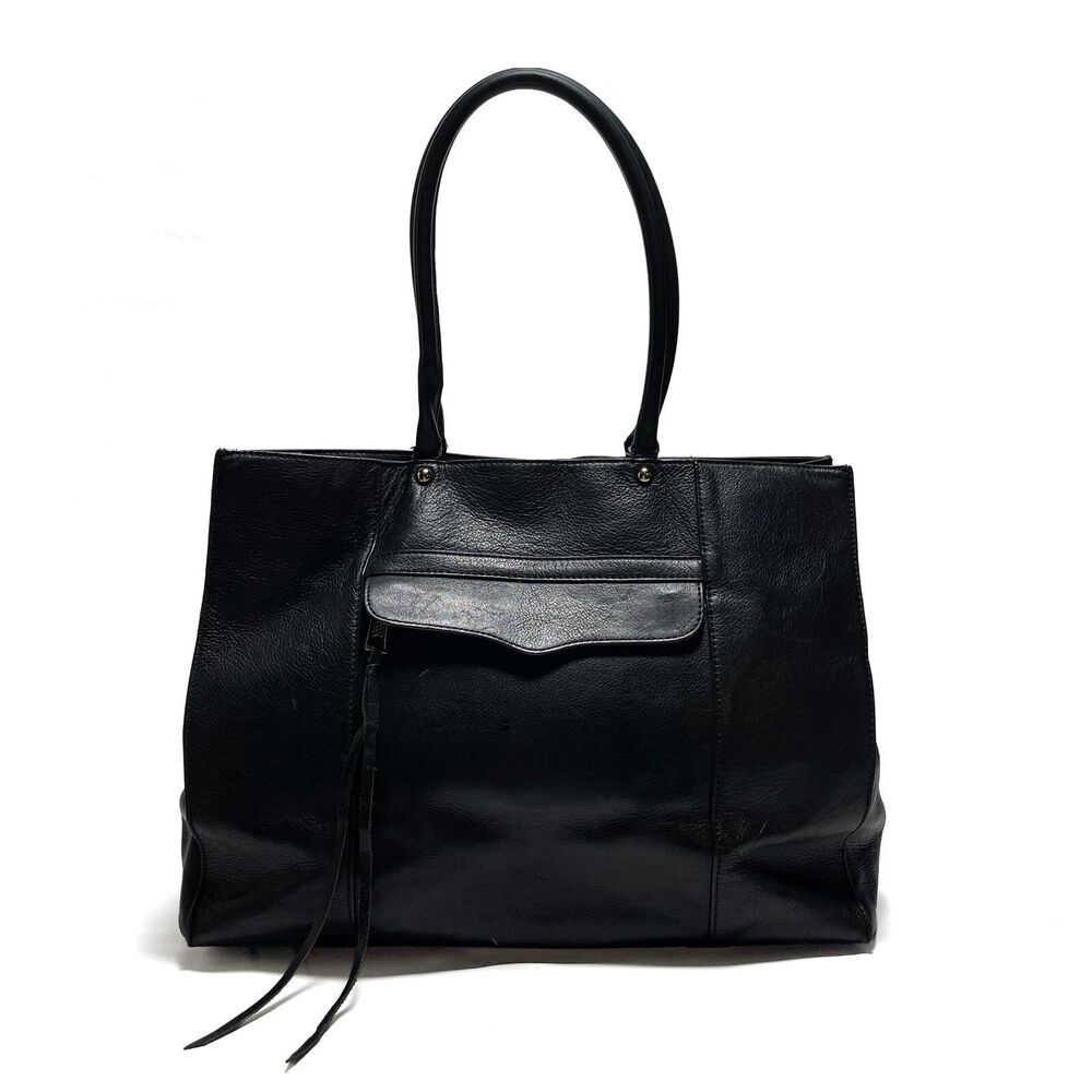 Rebecca Minkoff Mab Large Leather Tote Bag Black Double Handle